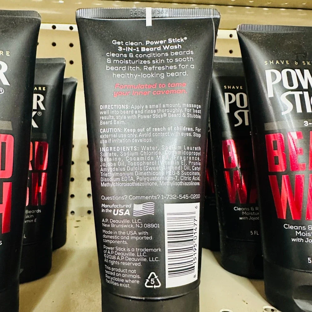 Power Stick 3-in-1 Beard Wash 5oz Men Shave Skincare USA Made Ships ASAP